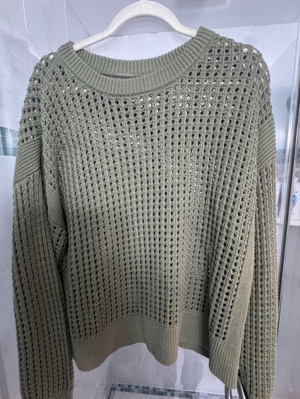 GAP Olive Open-Knit Scoopneck Sweater | Size Large Tall